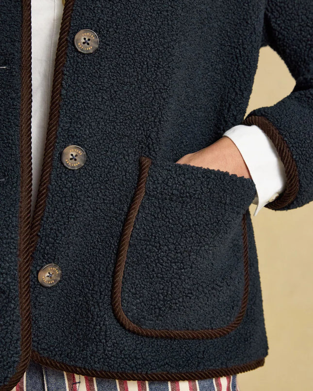 Joules Sadie Button Through Fleece Jacket - Navy