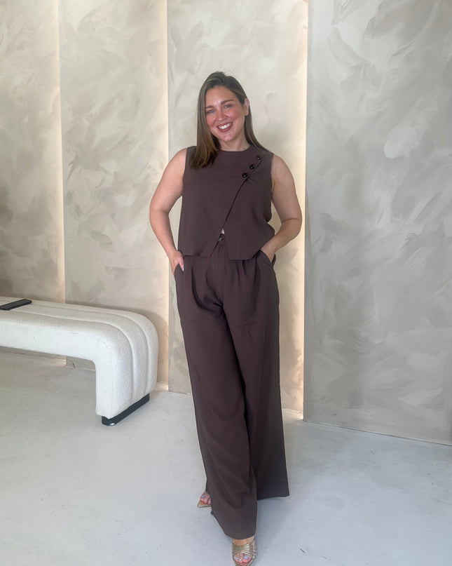 Waistcoat and Trouser Co-Ord - Brown