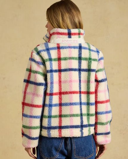 Joules Lottie Zip Through Borg Fleece - Cream Check
