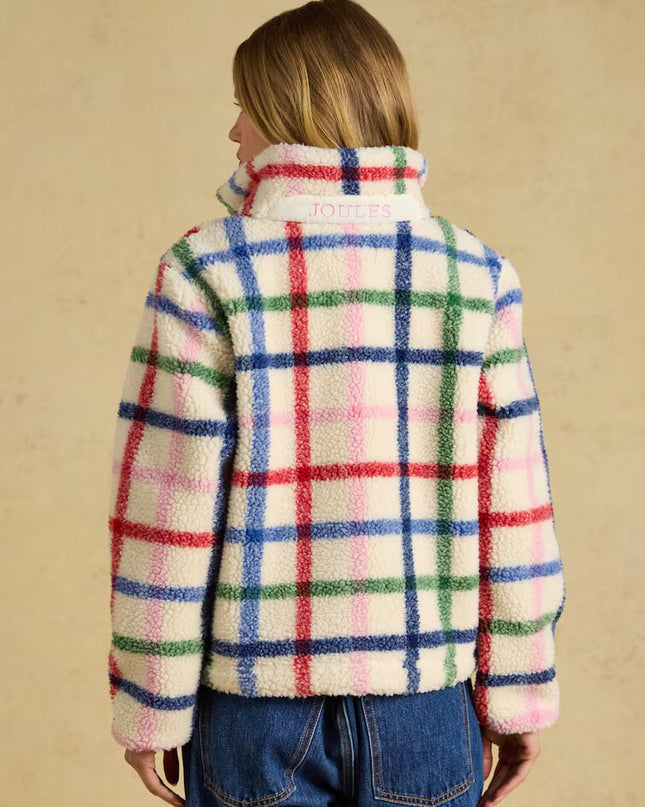 Joules Lottie Zip Through Borg Fleece - Cream Check