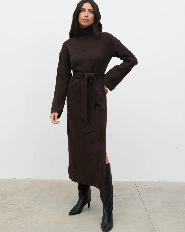 Wrenley Midaxi Knit Dress - Brown
