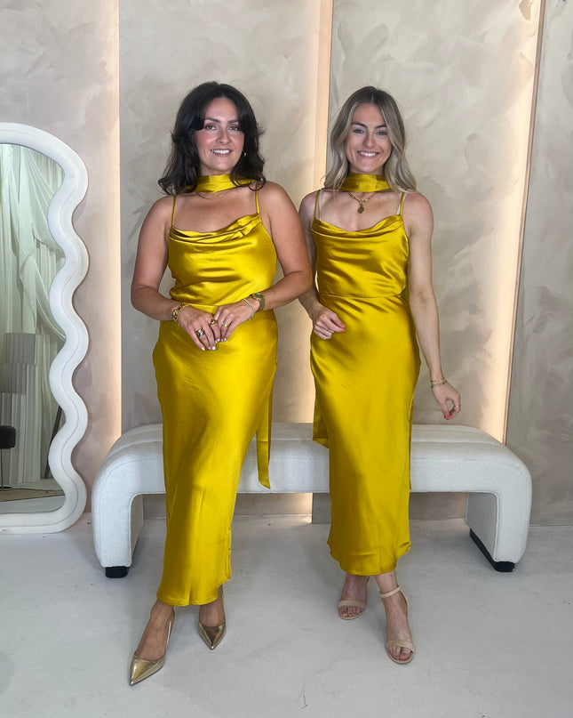 Keisha Scarf Midaxi Dress - Yellow Ochre