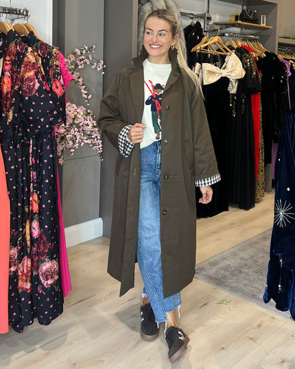 Longline Trench Coat - Khaki