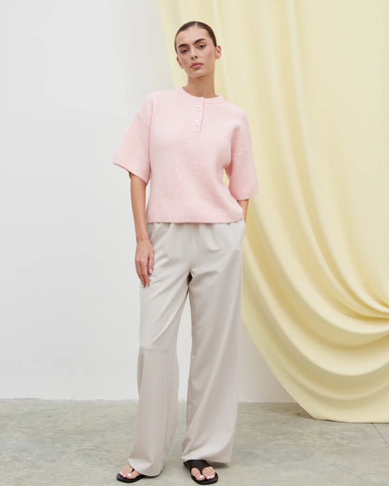 Amari Fluffy Knit Top - Pink