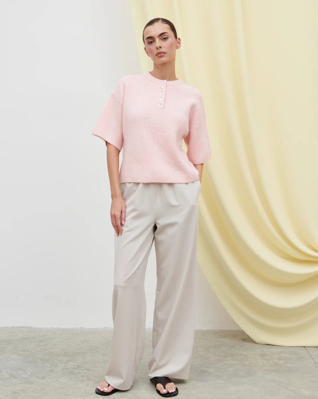 Amari Fluffy Knit Top - Pink