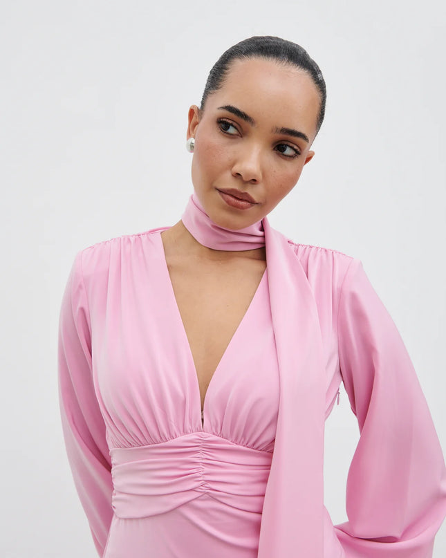 Victoria Long Sleeve Maxi Dress - Peony Pink