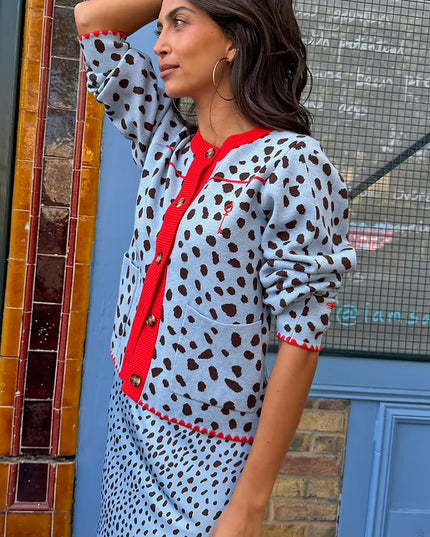 Sky Blue Deer Embroidered Chloe Cardigan