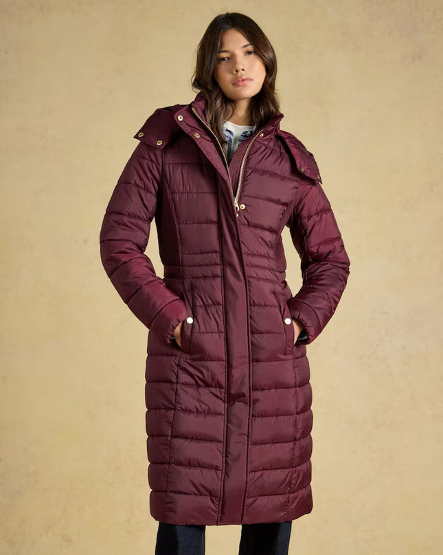 Joules Windborough Longline Padded Coat with Hood - Port