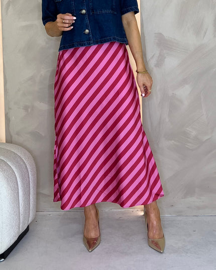 Striped Slip Skirt - Pink/Red