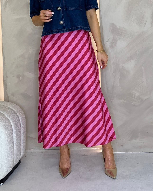 Striped Slip Skirt - Pink/Red