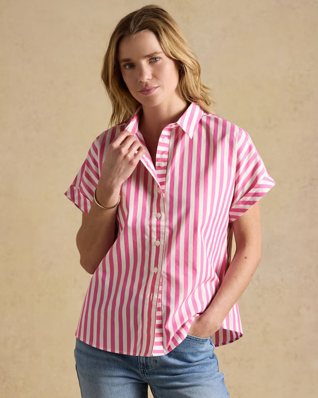 Kiera Short Sleeve Relaxed Fit Shirt - Pink Stripe
