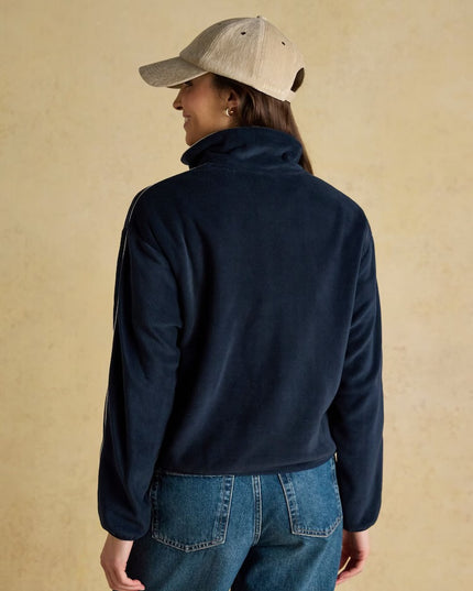Embroidered Full Zip Funnel Neck Fleece - Navy