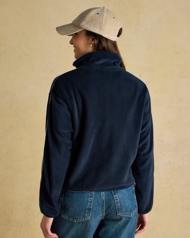 Embroidered Full Zip Funnel Neck Fleece - Navy