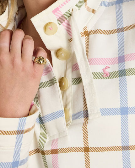 Joules Saunton Sweatshirt with Buttoned Funnel Neck - Cream Check