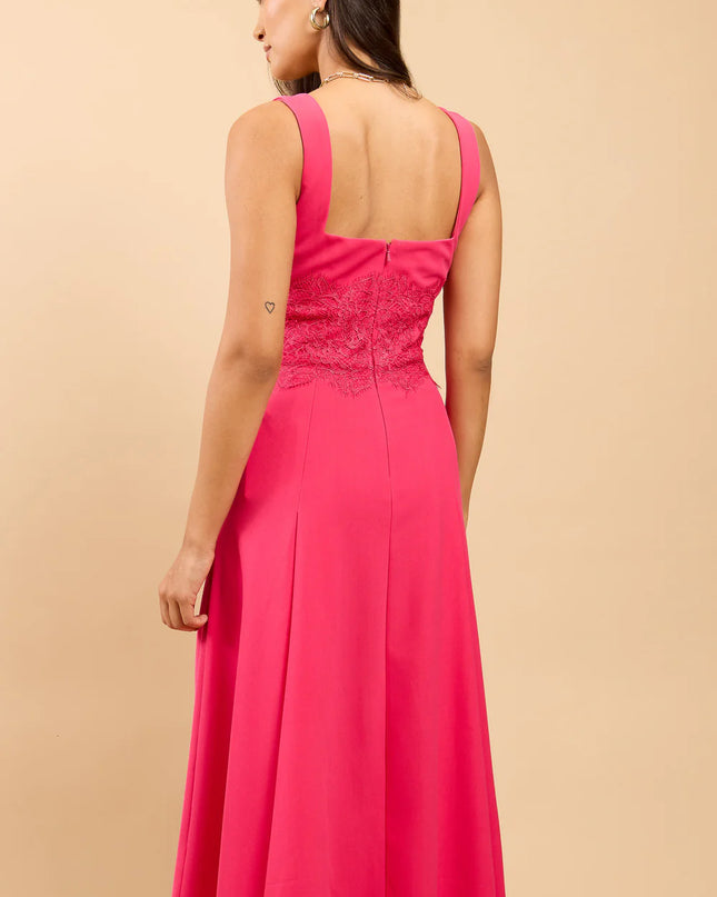 Orelia Pink Lace Detail Midaxi Dress