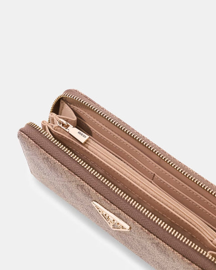 Guess Laurel Large Zip Around - Latte Logo