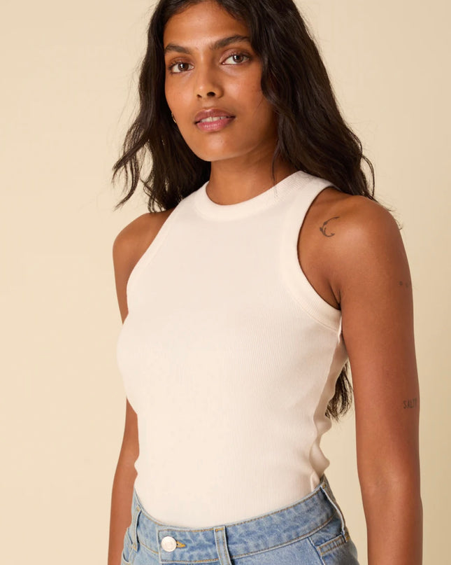 Ribbed Racer Vest - White