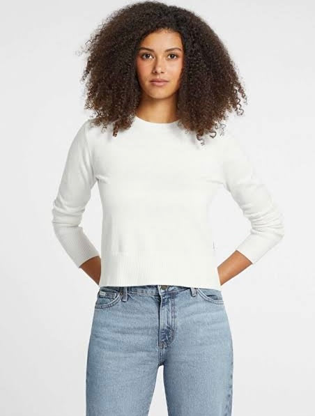 Guess Jeans Embroidery Fine Knit Sweater - Warm White