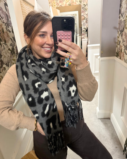 Muse Leopard Print Scarf - Black