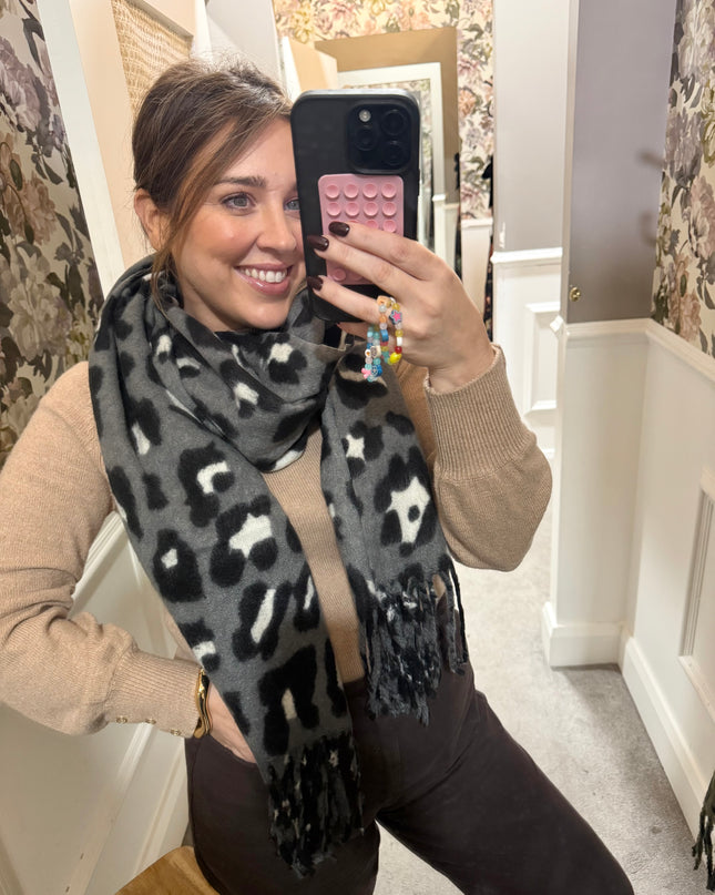 Muse Leopard Print Scarf - Black