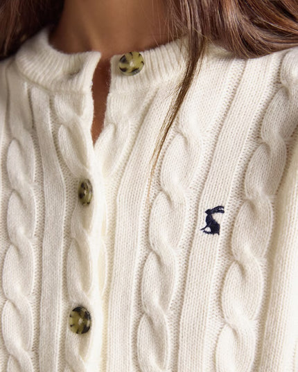 Joules Cable Knit Button Up Cardigan - Cream