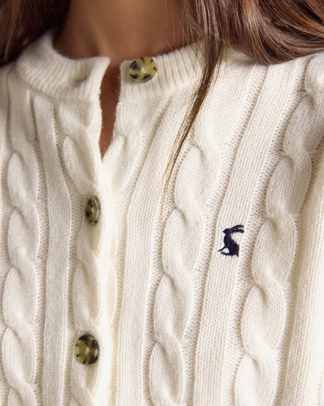 Joules Cable Knit Button Up Cardigan - Cream