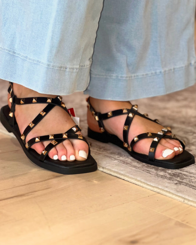 Gladiator Stud Sandal - Black