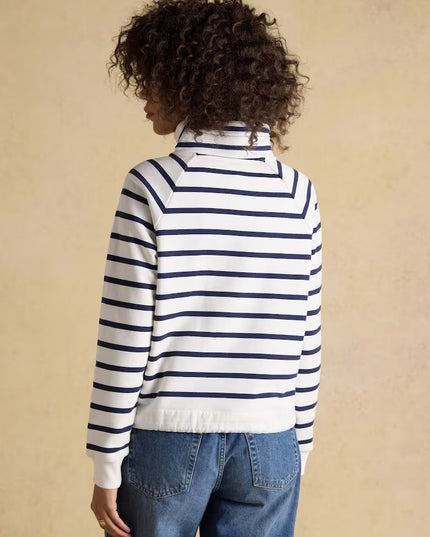 Salcombe Striped Quarter Zip Sweatshirt - Cream & Navy