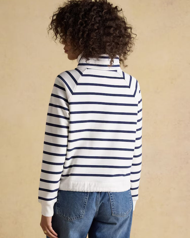 Salcombe Striped Quarter Zip Sweatshirt - Cream & Navy
