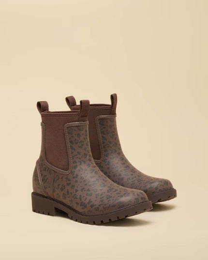 Joules Oakfield Lined Ankle Wellies - Leopard