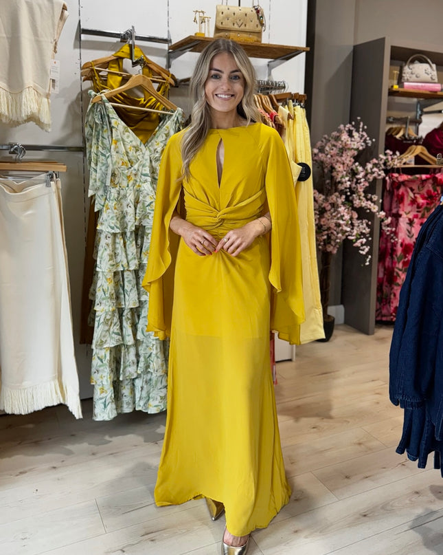 Ellison Cape Knot Maxi Dress - Yellow Ochre