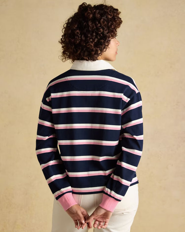 Lara Striped Rugby Shirt - Navy & Pink
