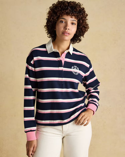Lara Striped Rugby Shirt - Navy & Pink