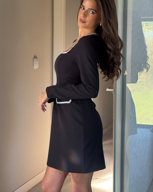Amaranta Square Neck Mini Dress - Black