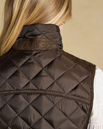 Joules Braemar Luxe Quilted Gilet - Chocolate Brown