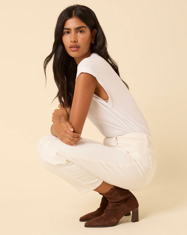 High Rise Barrel Leg Jeans - White