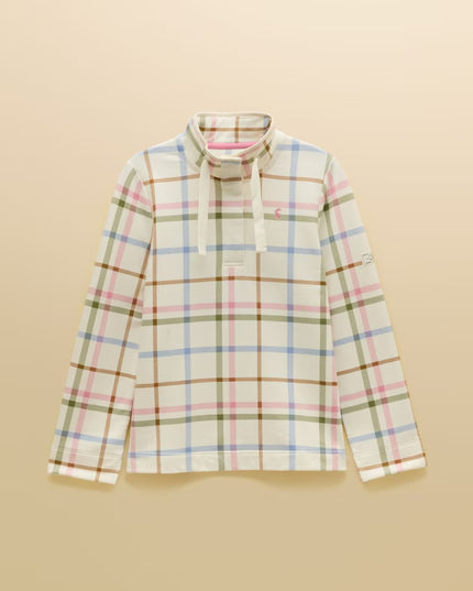 Joules Saunton Sweatshirt with Buttoned Funnel Neck - Cream Check