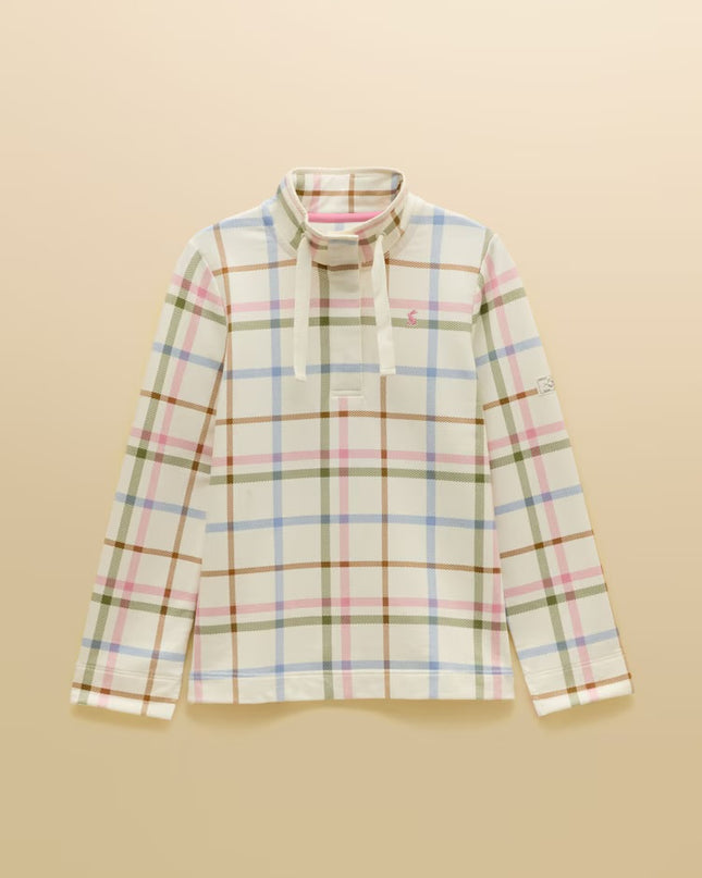 Joules Saunton Sweatshirt with Buttoned Funnel Neck - Cream Check