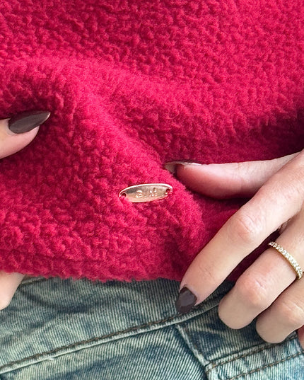 Lulu Contrast Binding 1/4 Zip Fleece - Red/Pink