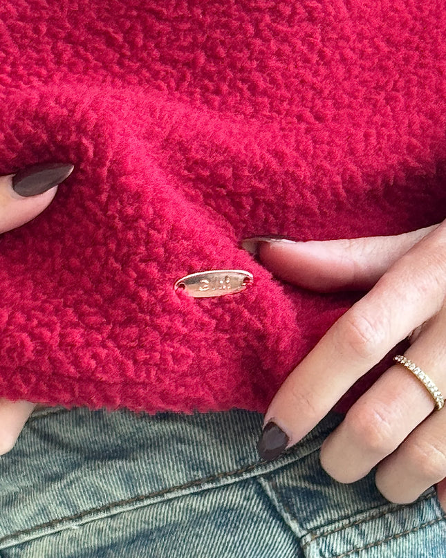 Lulu Contrast Binding 1/4 Zip Fleece - Red/Pink