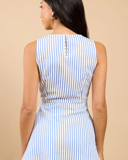 Lyselle Blue Stripe Side Gather Top