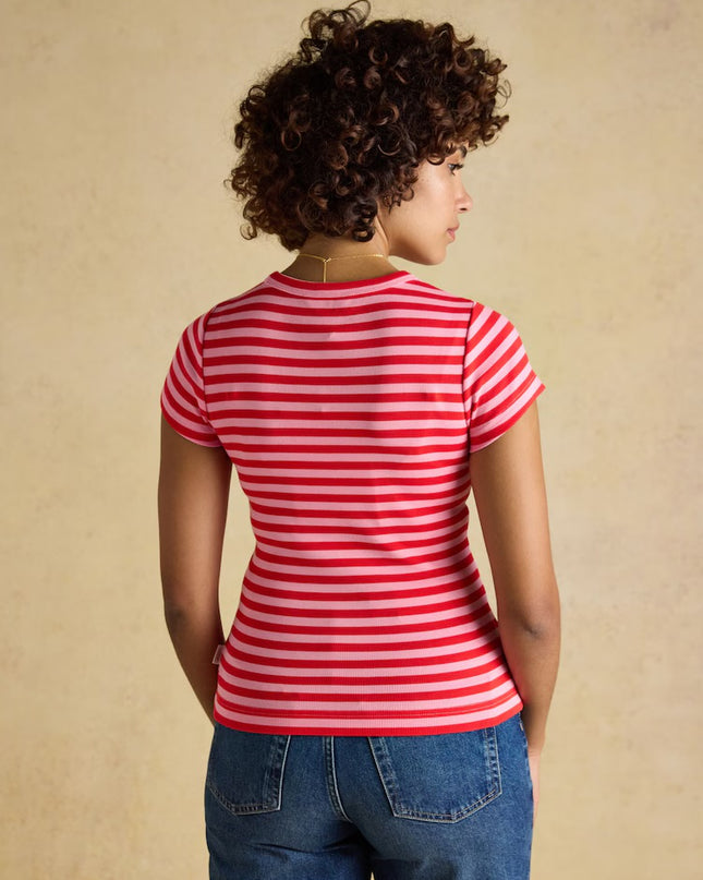 Sophie Striped Fitted Top - Red & Pink