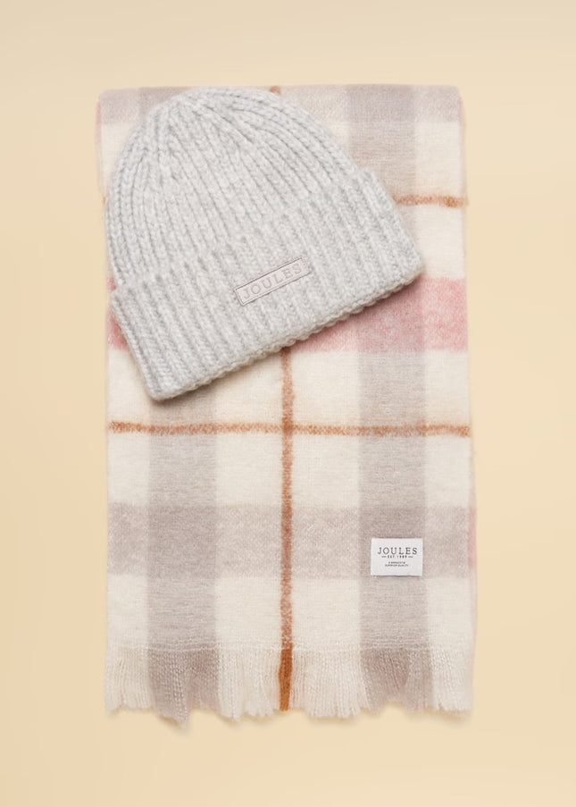 Joy Multi Hat and Scarf Set - Pink/Cream