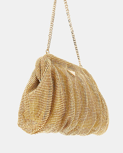 Guess Zalina Mesh Rhinestone Clutch - Gold