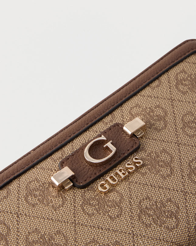 Guess Lindsey Large Zip Around Purse - Latte Logo