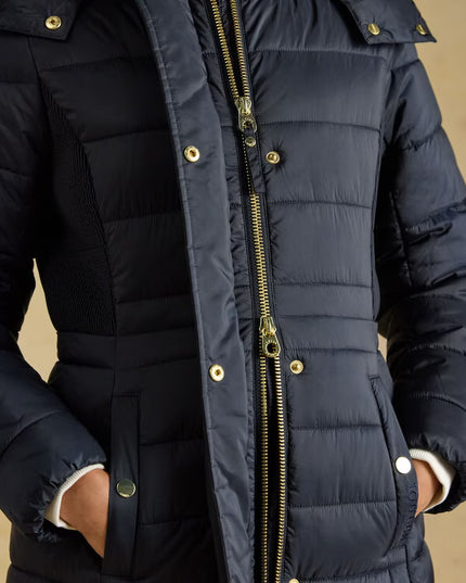 Joules Windborough Longline Padded Coat with Hood - Navy