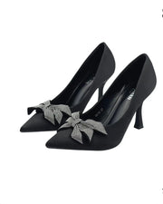 Tina Sparkle Bow Heels - Black