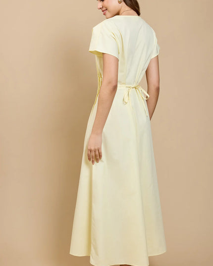 Lemon Pintuck Midaxi Dress