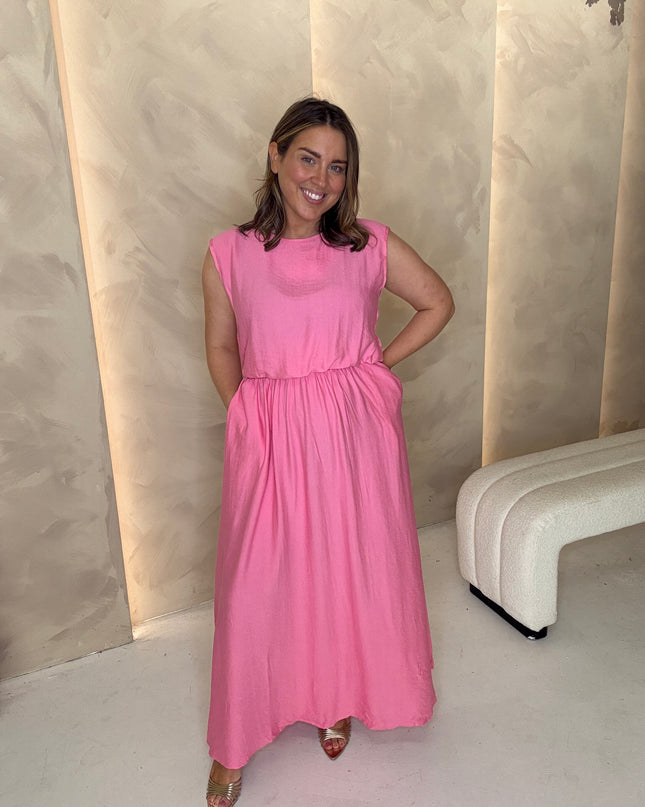 Balloon Hem Top and Midi Skirt Co-Ord -  Pink