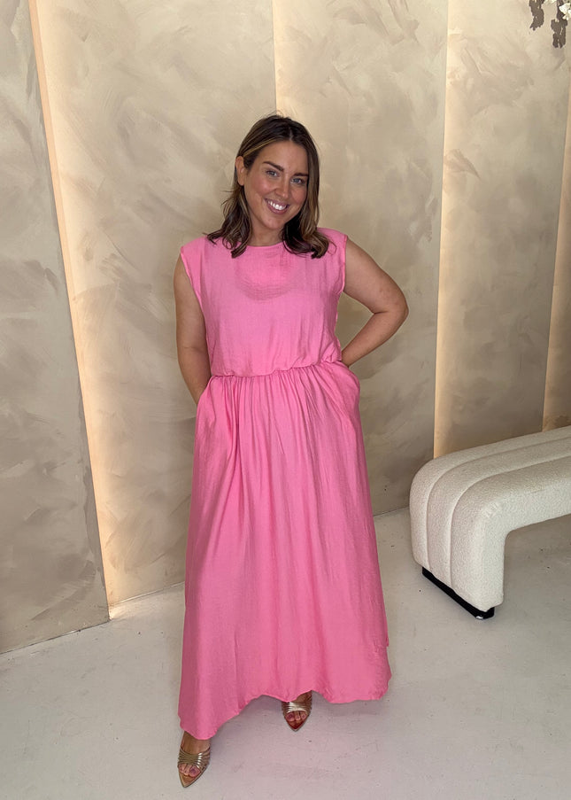 Balloon Hem Top and Midi Skirt Co-Ord -  Pink